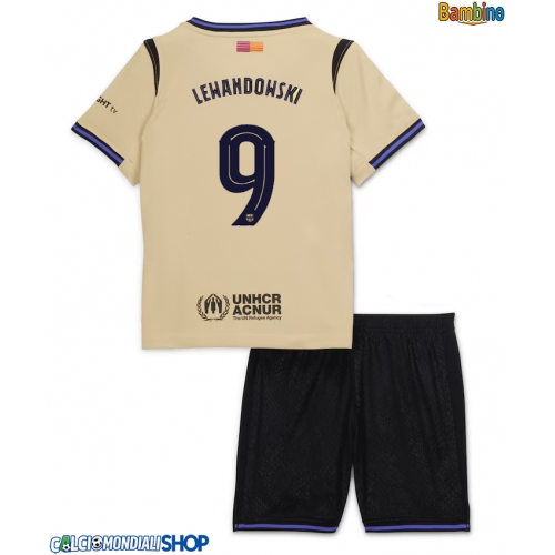 Maglie da calcio Barcelona Robert Lewandowski #9 Seconda Maglia Bambino 2025-26 Manica Corta + Pantaloni corti)